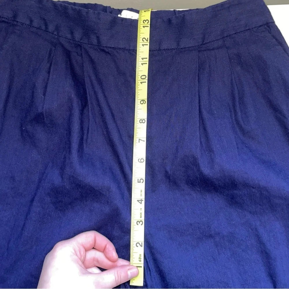 Leith Navy Blue Linen Blend High Rise Relaxed Fit Cropped Pants Large Women’s - Picture 10 of 14
